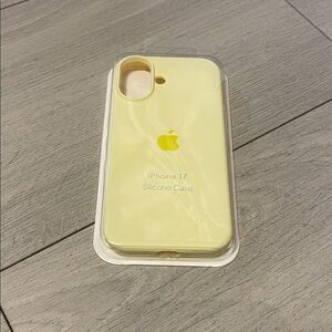 Apple iPhone 17 Silicone Case in Light Yellow with Yellow Apple Logo